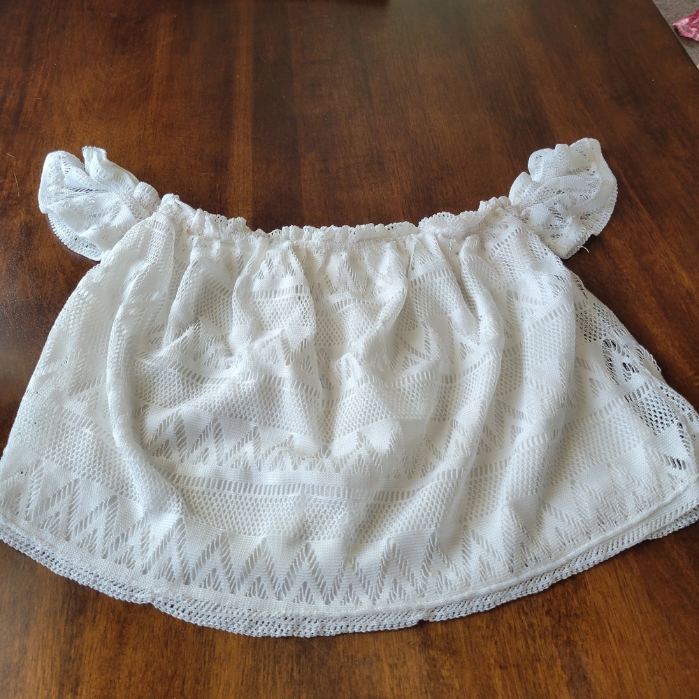 Nine Bird White Off the Shoulder Crop Top Size Small